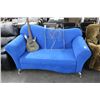 Image 1 : Contemporary Blue Cloth Chrome Foot Love Seat