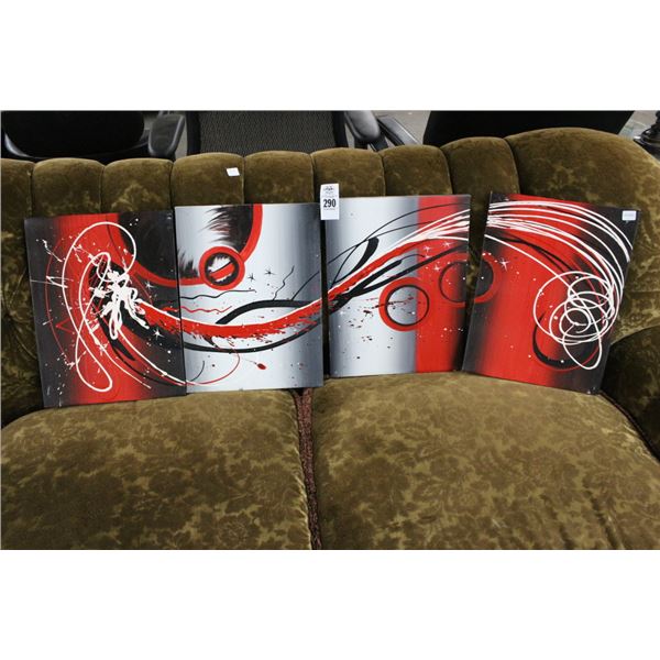 Abstract Oil On Canvas 4 Pc.  Wall Art