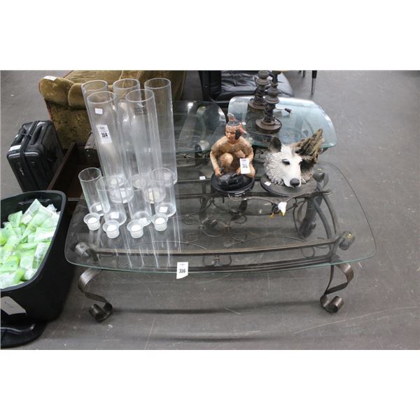 Ornate Metal w/Glass Top Coffee/End Tables - 3