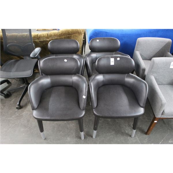 4-Contemporary Mocha Leather Side Chair - 4 x $