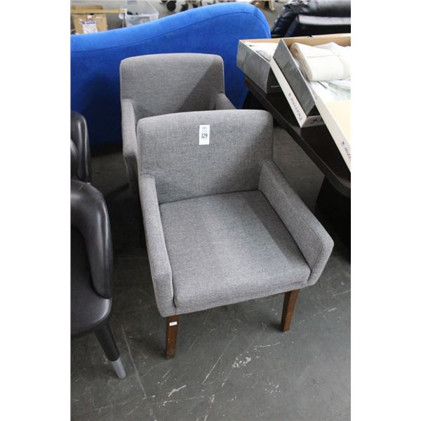 Gray Cloth Side Chairs - Pair