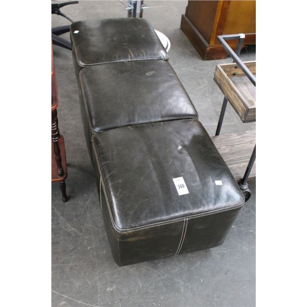 Brown Leather Ottomans - 3