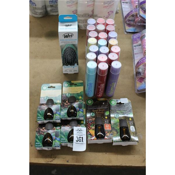 Asst. Air Freshners 6, Hi Smile Flouride Toothpaste, Detangle Brush