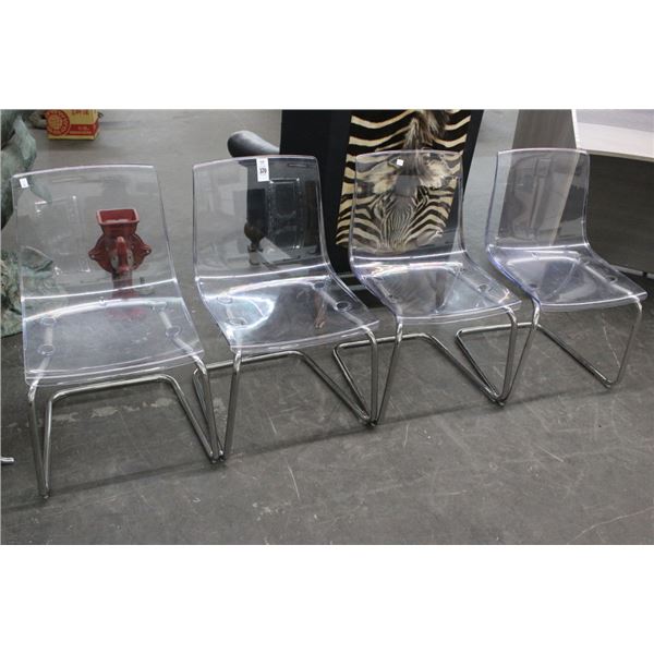 Chrome w/Lucite Chairs - Set of 4