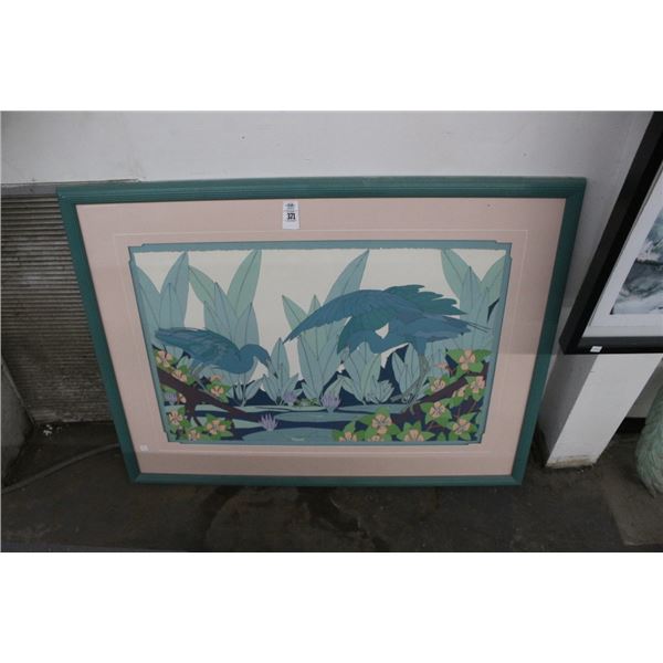 Ornate Wall Art 2 Herons w/Frog - 36"  X  48"