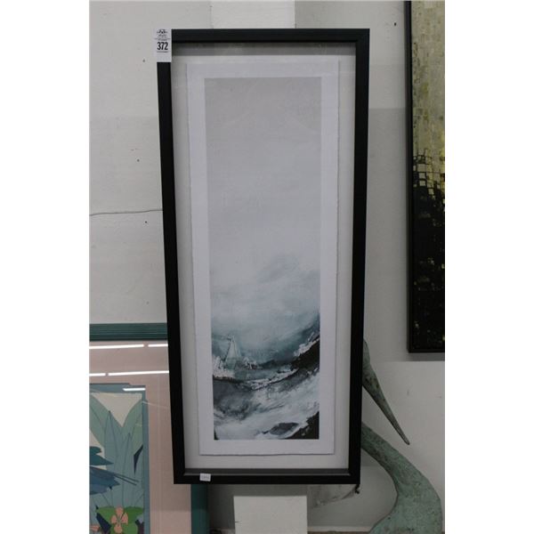 Framed Shadow Box Abstract Sea Scape Wall Art Signed/Numbered -  18"  X  40"