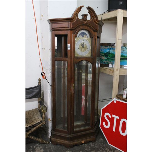 Howard Miller Curio Cabinet Grandfather Clock - Missing Shelves/Pendulum Finnal/Panes