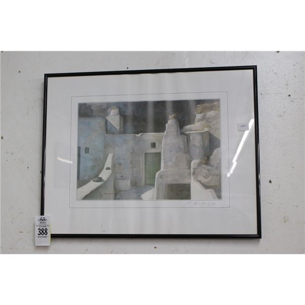 Mediterranian Scene Framed A Wall Art Artist Signed - 15"  X  20"