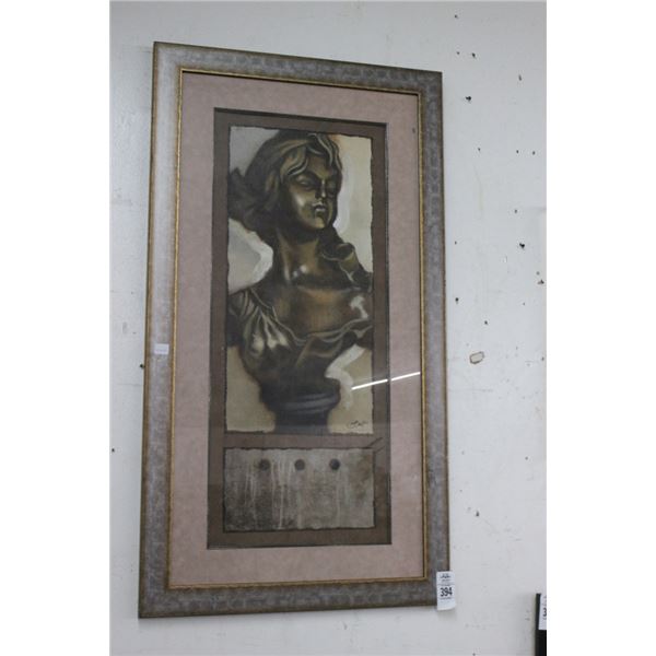 Framed Greenchain Bust Wall Art Artist Signed - 20"  X  40"