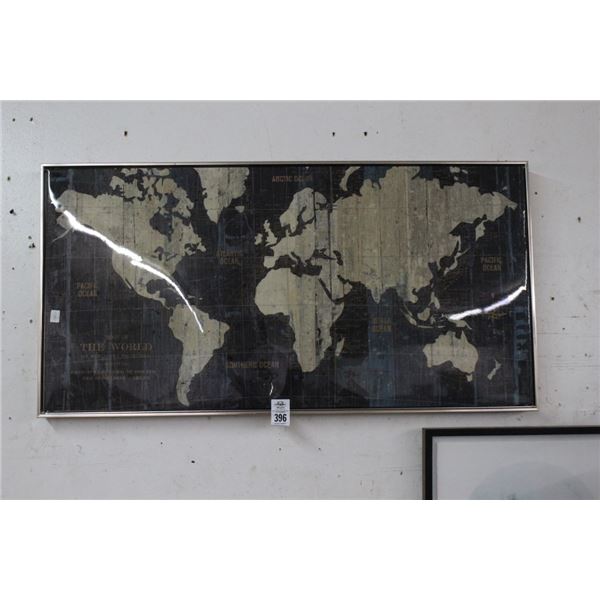 Framed World Map - 24"  X  36"