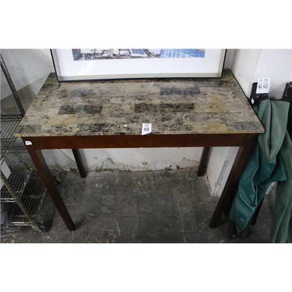 Cherry Base Faux Marble Top High Base Marble Table