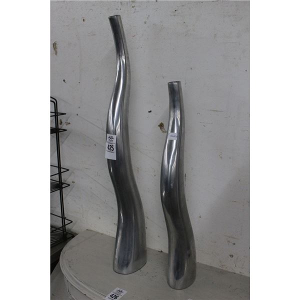 Contemporary Curvy Metal Vases - 2
