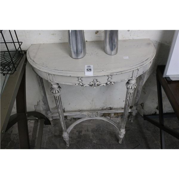 Distressed Half Moon Hall Table