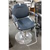 Image 1 : Chrome Base Blue Padded Adjustable Height Barber Chair
