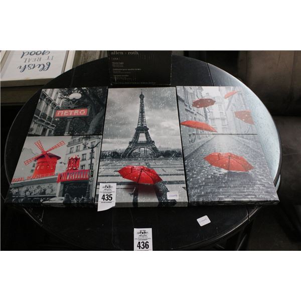 French Umbrella Oil On Canvas  5 Pc.  Wall Art