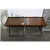 Image 1 : Contemporary Metal Base w/Oak Top End Tables - Pair - Some Damage