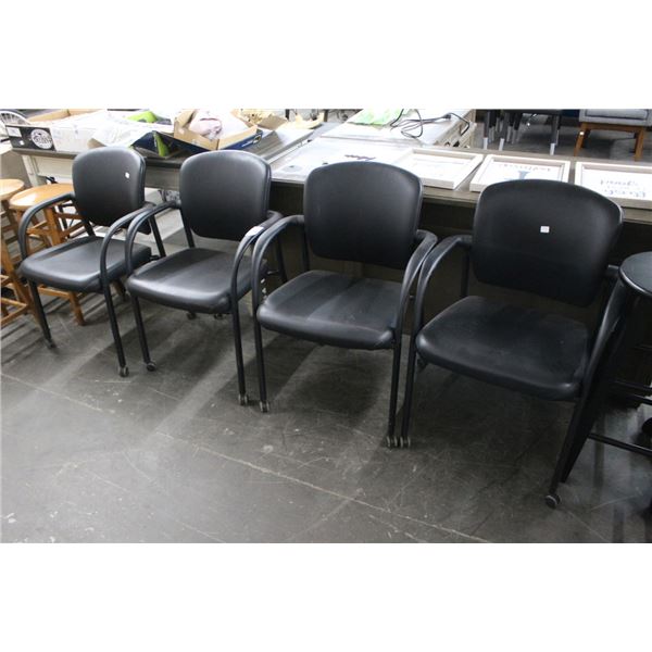 4-Black Rolling Side Armchair - 4 X $