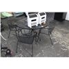 Image 1 : Black Iron Mesh Floral Motif Patio Table w/4 Chairs