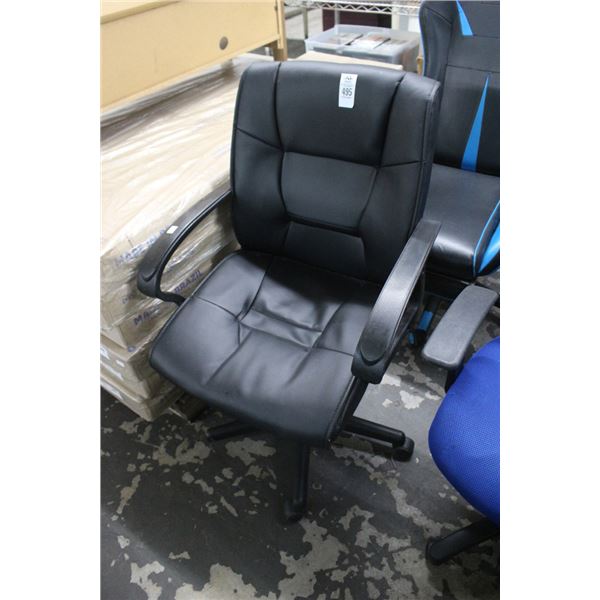 Black Leather Secretarial Armchair