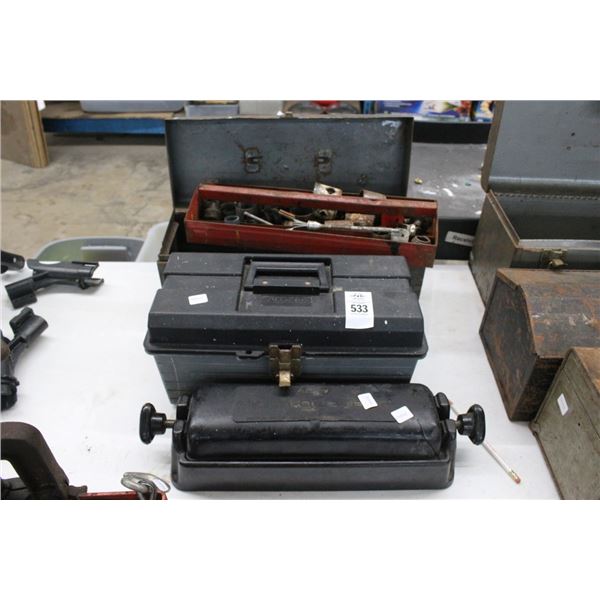 Toolboxes 2 w/Hole Saws, Knife Sharpener