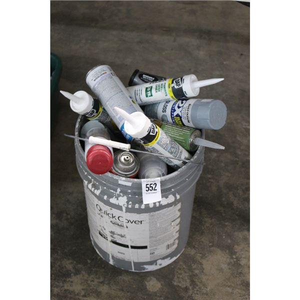 Bucket w/Hose, Gauge, Spray Cans, Chaulk