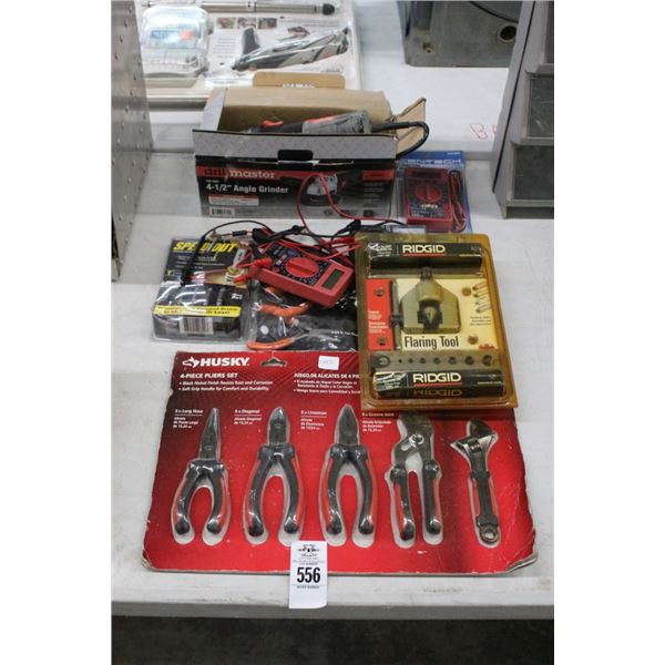 New Pliers Kit, Flaring Tool, Multi Meter, Electric Angle Grinder