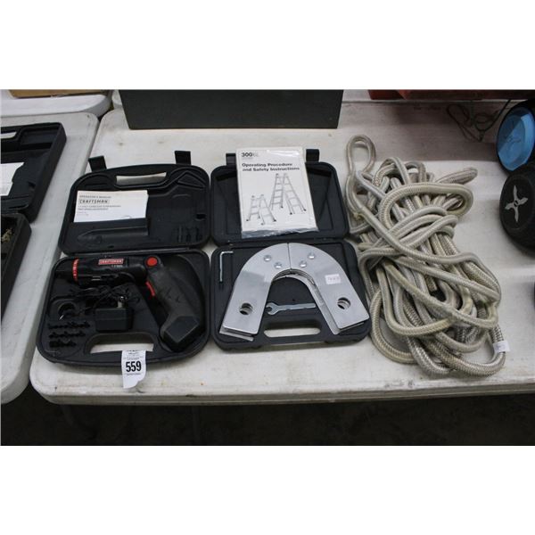 Craftsman Cordless Screwdriver, Ladder Hinges, Rope