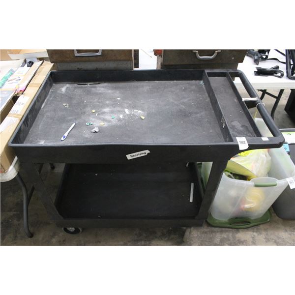 Black Plastic 2 Tier Storage Cart