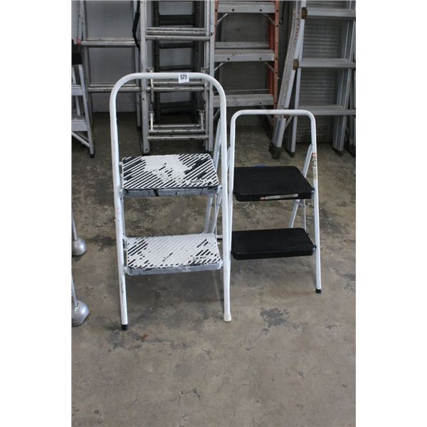 White 2 Step Stools - 2