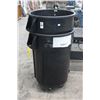 Image 1 : Black Large Waste Cans w/Dollies - Pair