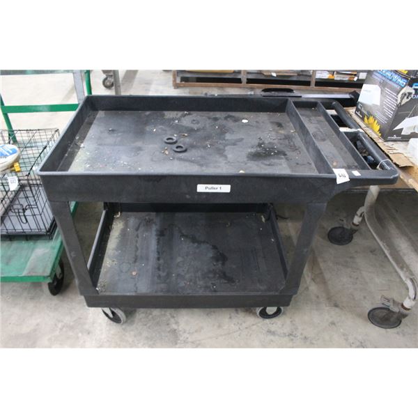 Black Plastic 2 Tier Storage Cart