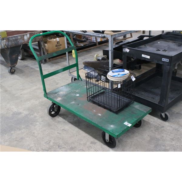 Green Flatbed Warehouse Cart