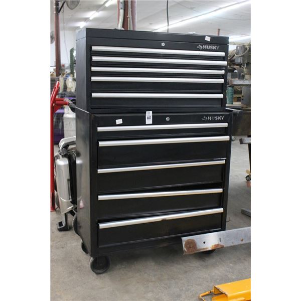 Husky Black Stack Rolling 12 Compartment Locking Toolbox w/Keys