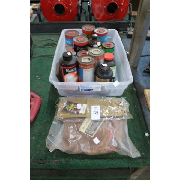 Leather Apron, Tool Pouch, Bin w/Gun Powder