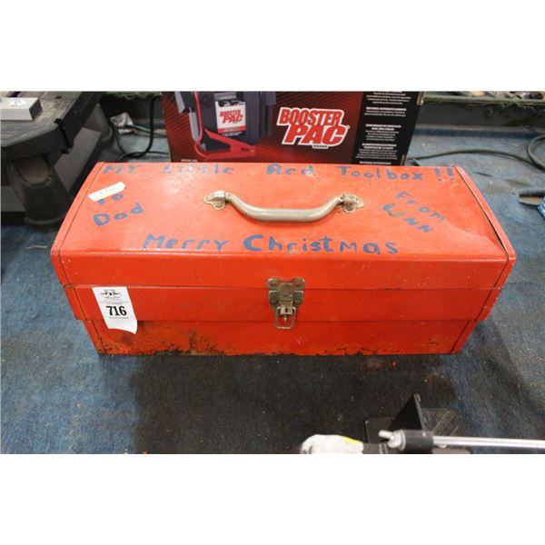 Red Metal Toolbox w/Wrench/Tools
