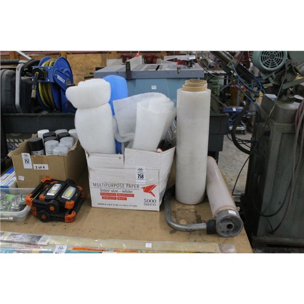 Stretch Wrap w/Dispenser, Foam Filler, V-Belts