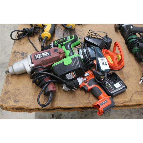 Chicago Electric Impact Wrench, B & D Electric Drill, Cordless Drill w/Chargers