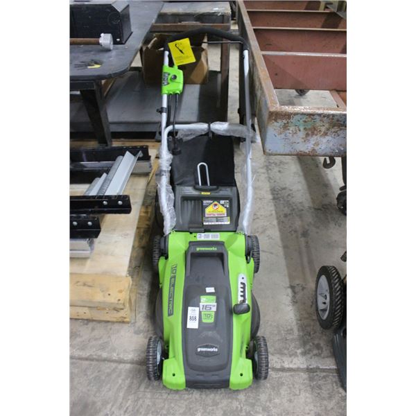 Greenworks  16"  Electric Lawn Mower w/Bagger