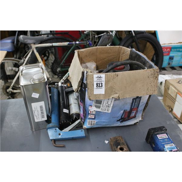 20 Ton Air Hydraulic Bottle Jack, Chaulk Gun, Membrane Conditioner