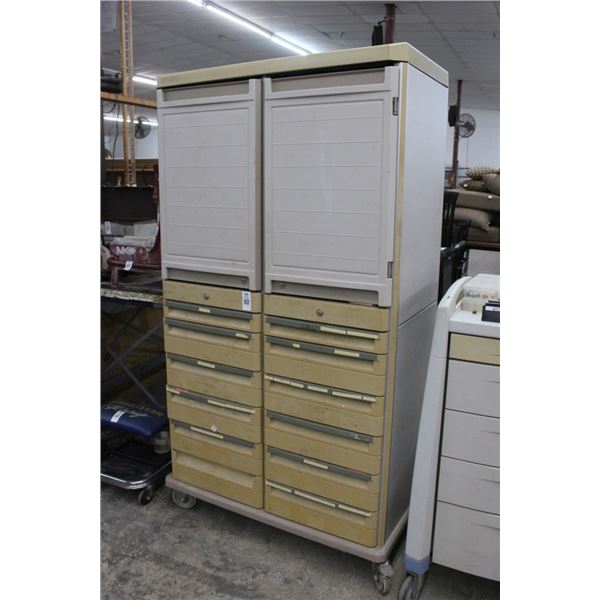 Plastic 14 Compartment Rolling Storage Chest w/Asst.Hardware, Casters, Supplies
