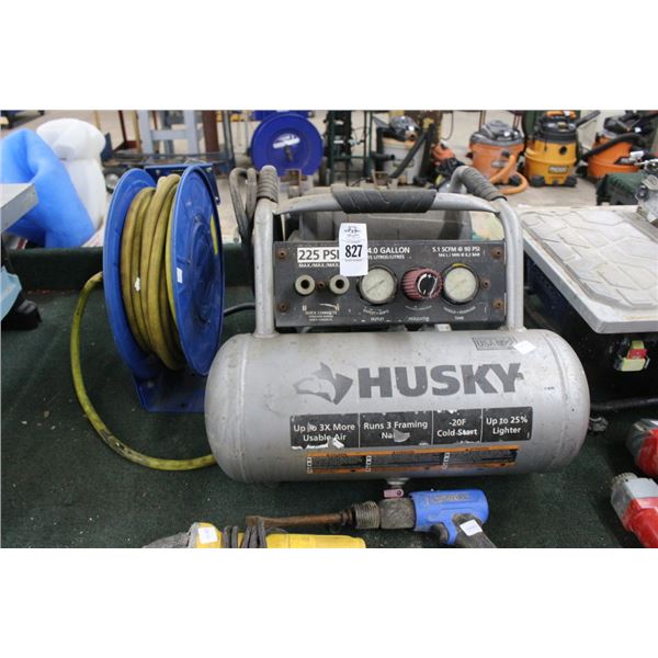 Husky 225  PSI  Portable Air Compressor, Air Hose Reel/Line