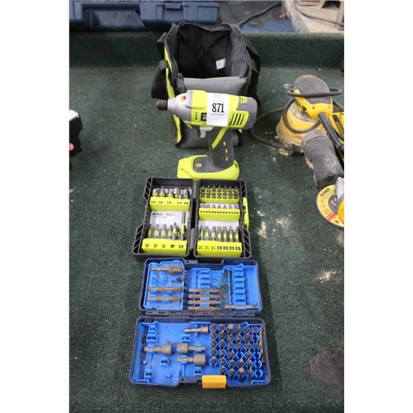 Ridgid Cordless Driver - No Battery/Charger, Screwdriver Bits