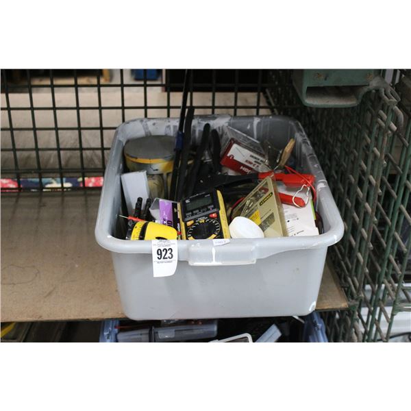 Tub w/Punch Set, Multi Meter, Riveter, Hand Tools, Hardware