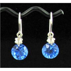 8.90ct Nice Earrings Round Cut London Blue Topaz (JEW-1576)