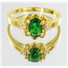 Image 1 : Classical Simple Gold Vermeil Ring Womens Green Lab Emerald (JEW-1538)