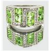 Image 1 : Classical Green Lab Emerald White Gold Vermeil Ring Sz:9.5  (JEW-1541)