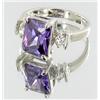 Image 1 : Classical Purple Lab Sapphire White Gold Vermeil Ring Sz:8  (JEW-1543)
