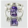 Image 2 : Classical Purple Lab Sapphire White Gold Vermeil Ring Sz:8  (JEW-1543)