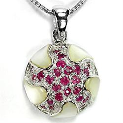 40.42ct Attractive Genuine Top Ruby Mother of Pearl Sterling Pendant (JEW-1560)