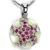 Image 1 : 40.42ct Attractive Genuine Top Ruby Mother of Pearl Sterling Pendant (JEW-1560)